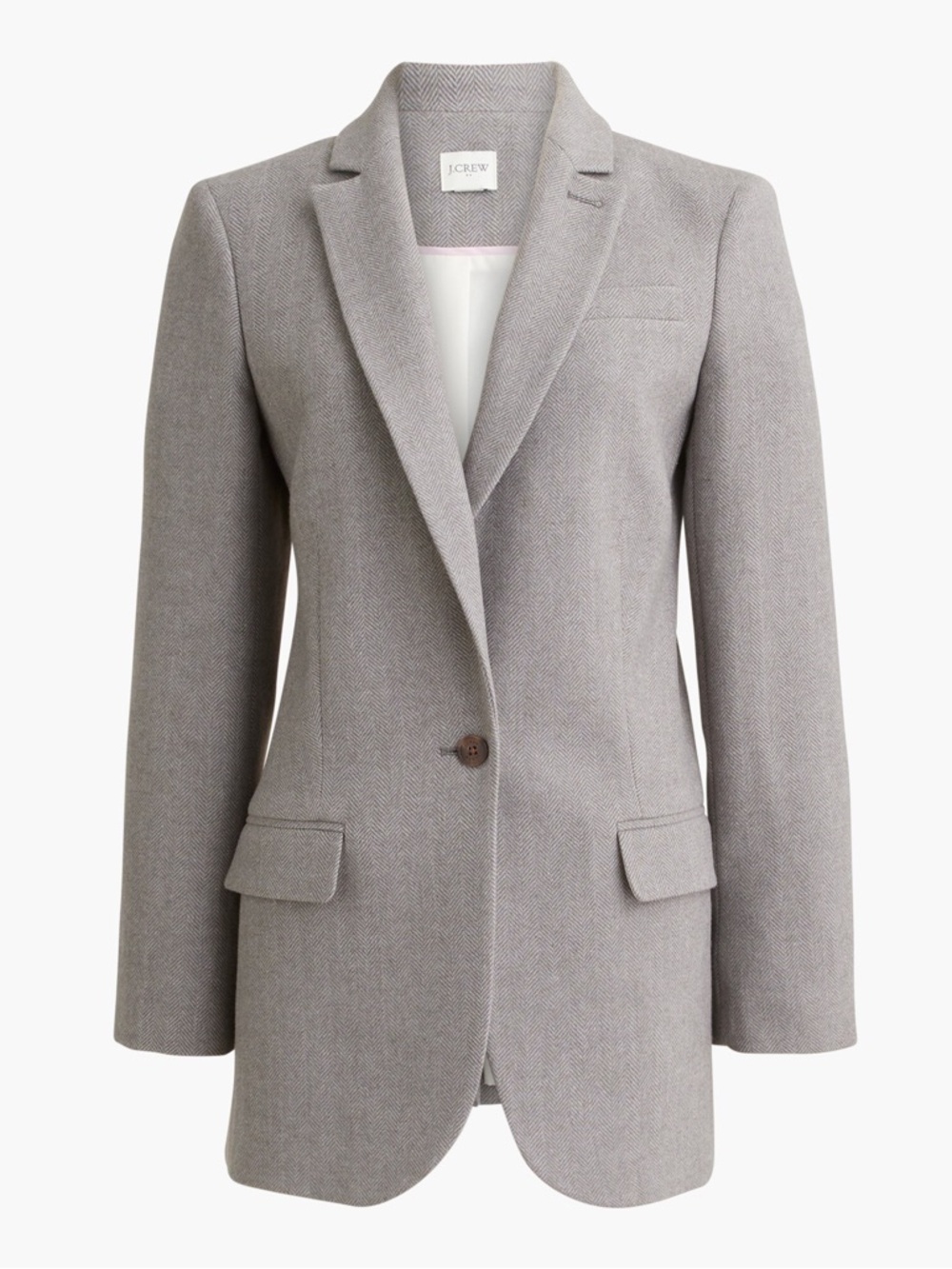 J. Crew Relaxed Gray Herringbone Single-Button Blazer